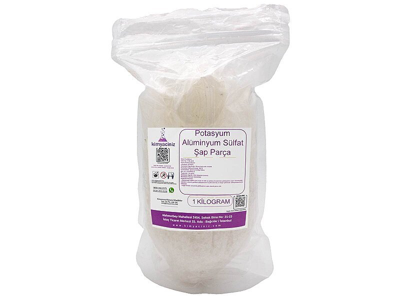 Potasyum Alüminyum Sülfat Şap - Kristal, Parça 1 KG